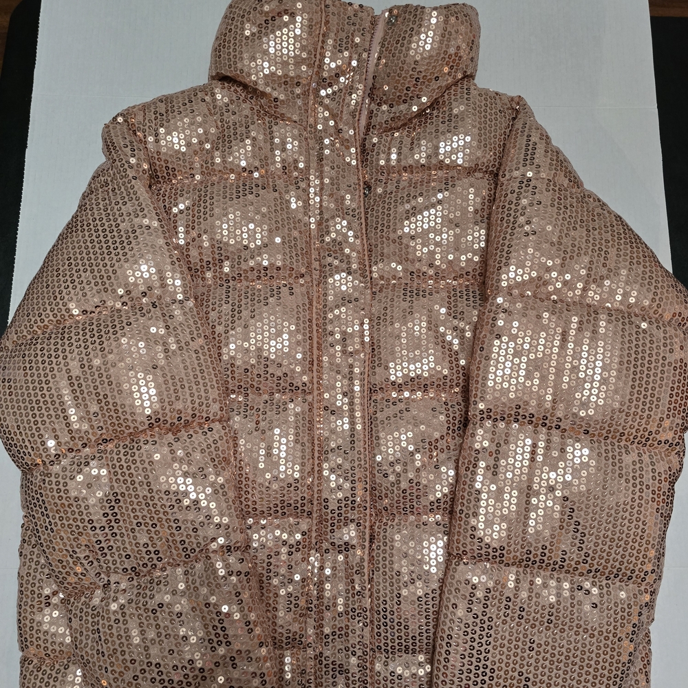 VENUS Sequin Puffer Jacket - Rose Gold
